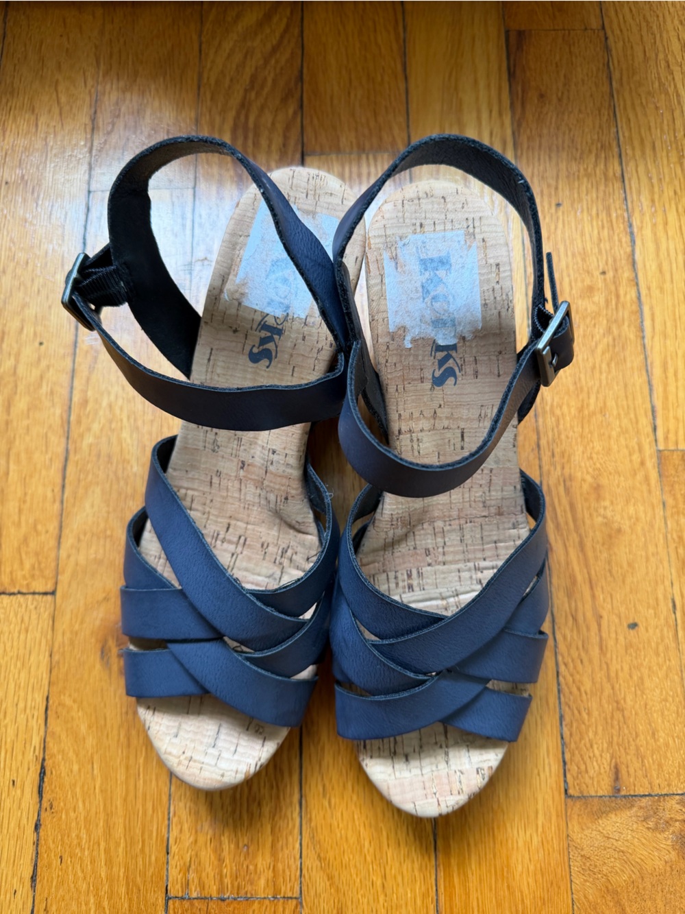 Steve Madden Navy Crisscross Wedge Sandals